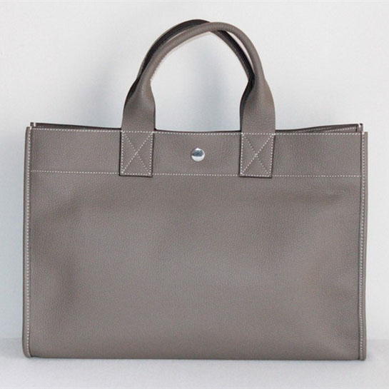 Replica Hermes Cowhide Cabag Weekender Bag Grey 6008 On Sale